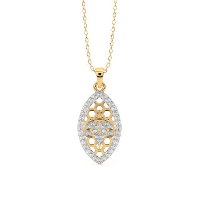 Minimal Leaf Diamond Pendant